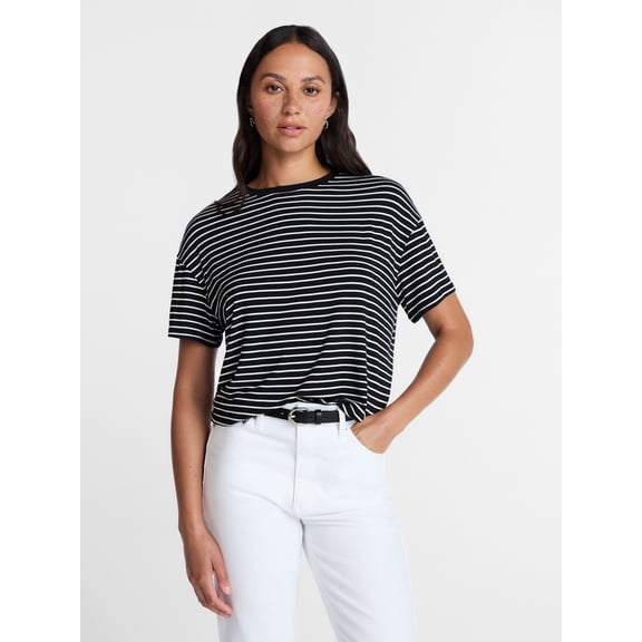 Time and Tru Women's Short Sleeve Tunic Tee, Sizes XS-XXXL
