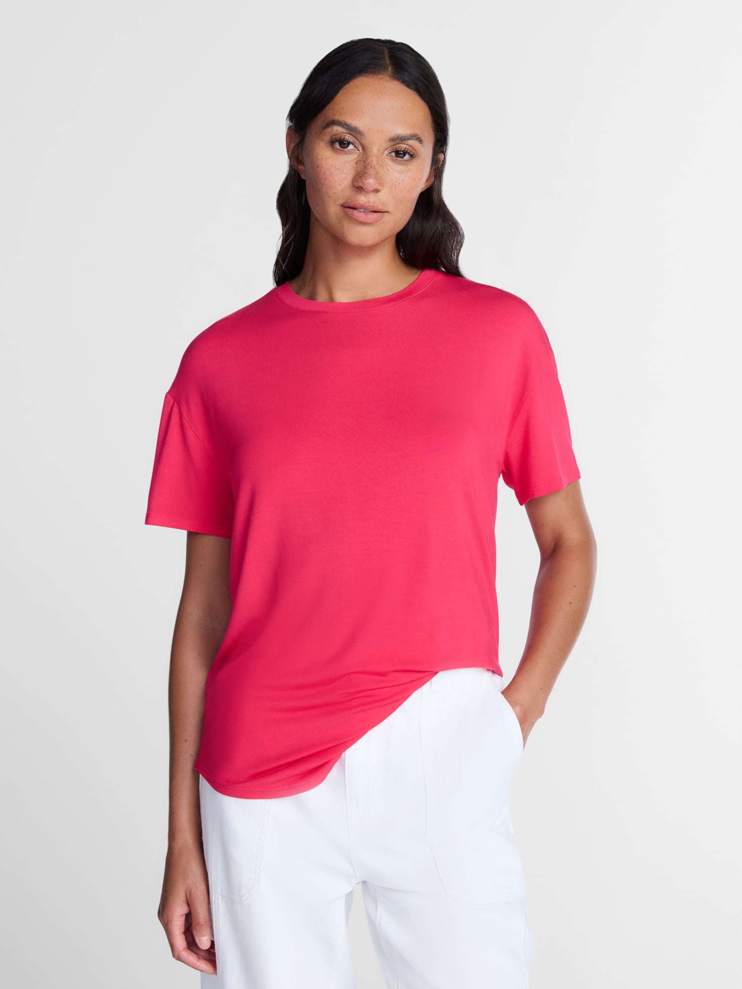 Time and Tru Women's Tunic Tee with Short Sleeves, Sizes XS-XXXL