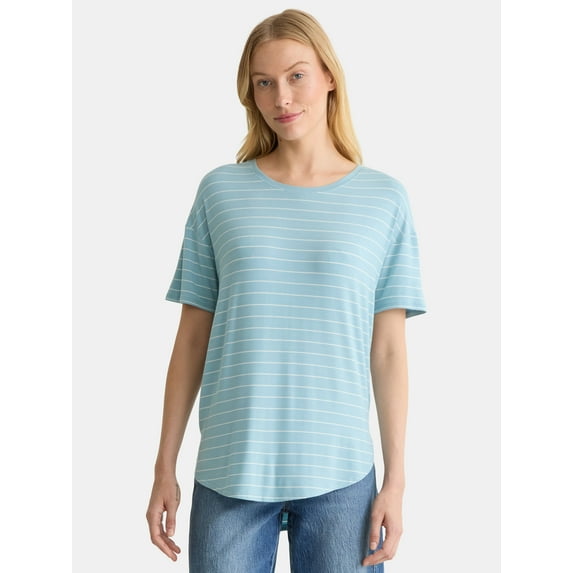 Time and Tru Women's Tunic Tee with Short Sleeves, Sizes XS-XXXL