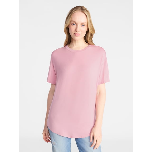 Time and Tru Women's Tunic Tee with Short Sleeves, Sizes XS-XXXL