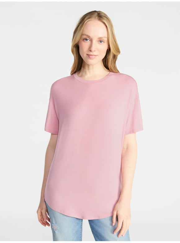 Women's Tunic Tee with Short Sleeves, Sizes XS-XXXL