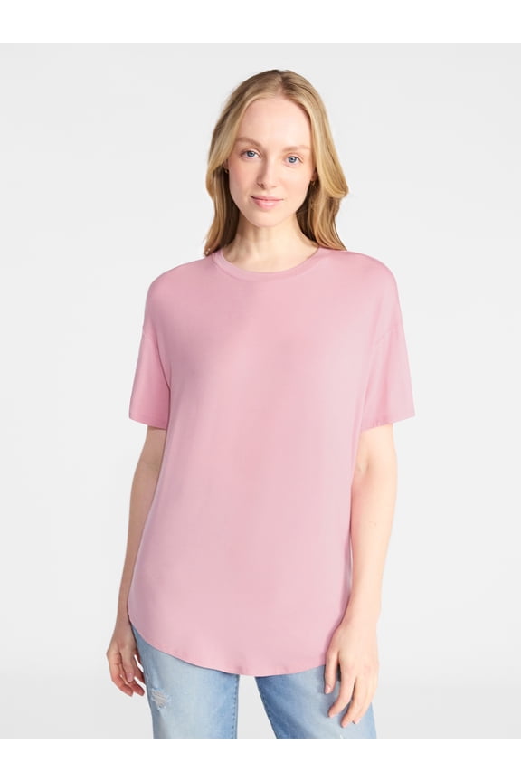 Women's Tunic Tee with Short Sleeves, Sizes XS-XXXL