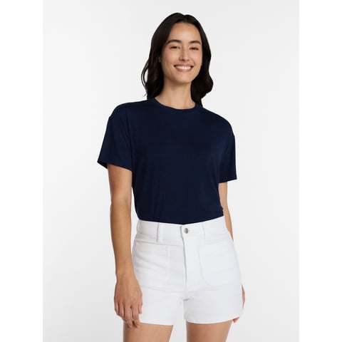 Women's Tunic Tee with Short Sleeves, Sizes XS-XXXL