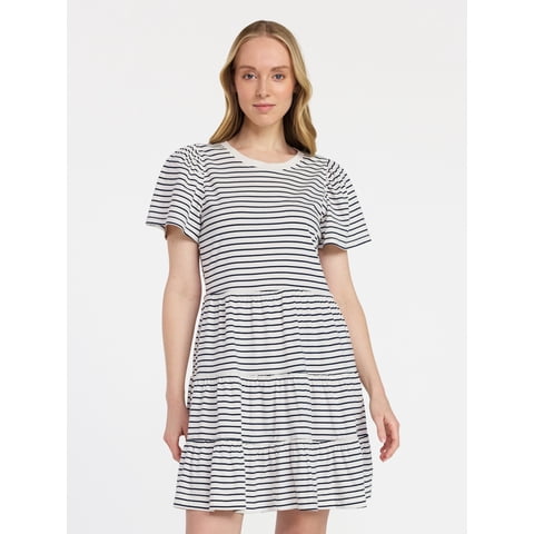 Women's and Women’s Plus Cotton Swing Dress with Short Sleeves, Sizes XS-4X