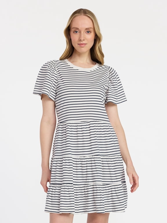 Women's and Women's Plus Cotton Swing Dress with Short Sleeves, Sizes XS-4X