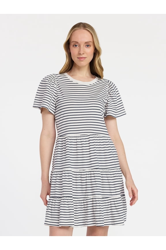 Women's and Women’s Plus Cotton Swing Dress with Short Sleeves, Sizes XS-4X
