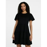 Time and Tru Women's and Women’s Plus Cotton Swing Dress with Short Sleeves, Sizes XS-4X