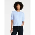 thumbnail image 1 of Time and Tru Women's and Women's Plus Cotton Lace Inset Blouse with Elbow Length Sleeves, Sizes XS-4X, 1 of 6