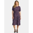 thumbnail image 1 of Time and Tru Women's Midi Shirtdress with Short Sleeves, Sizes XS-XXXL, 1 of 4
