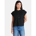 thumbnail image 1 of Time and Tru Women's Pintuck Blouse with Short Sleeves, Sizes XS-XXXL, 1 of 5