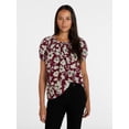 thumbnail image 1 of Time and Tru Women's Ruffle Neck Cotton Top with Short Puff Sleeves, Sizes XS-XXXL, 1 of 6