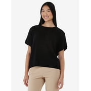 TIME & TRU Time and Tru Women's Mixed Knit Sweater with Short Sleeves, Lightweight, Sizes XS-XXXL