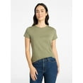 thumbnail image 1 of Time and Tru Women's Slub Crewneck Tee with Short Sleeves, Sizes XS-XXXL, 1 of 5