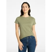 Time and Tru Women's Slub Crewneck Short Sleeve Tee, Sizes XS-XXXL
