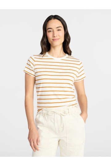 TIME AND TRUE マスタード Tシャツ M トップス　半袖　シンプル Time and Tru Tops & Tees in Time and Tru | Multicolor - Walmart.com