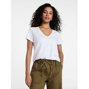 Women’s V-neck Slub Tee with Short Sleeves, Sizes XS-XXXL