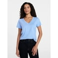 thumbnail image 1 of Time and Tru Women's Slub V Neck Tee with Short Sleeves, Sizes XS-XXXL, 1 of 5