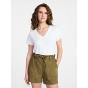 Women's Slub V Neck Tee with Short Sleeves, Sizes XS-XXXL