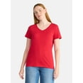 thumbnail image 1 of Time and Tru Women's Cotton V-Neck Tee with Short Sleeves, Sizes XS-XXXL, 1 of 6