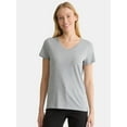 thumbnail image 1 of Time and Tru Women's Cotton V-Neck Tee with Short Sleeves, Sizes XS-XXXL, 1 of 4