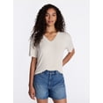 thumbnail image 1 of Time and Tru Women's V-Neck Tunic Tee with Short Sleeves, Sizes XS-XXXL, 1 of 5