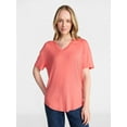 thumbnail image 1 of Time and Tru Women's V-Neck Tunic Tee with Short Sleeves, Sizes XS-XXXL, 1 of 6
