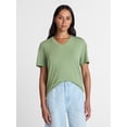 thumbnail image 1 of Time and Tru Women's V Neck Tunic Tee with Short Sleeves, Sizes XS-XXXL, 1 of 6