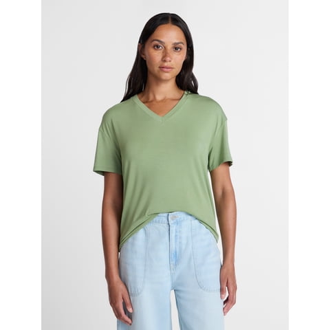 Women's V Neck Tunic Tee with Short Sleeves, Sizes XS-XXXL