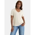 thumbnail image 1 of Time and Tru Women's V-Neck Tunic Tee with Short Sleeves, Sizes XS-XXXL, 1 of 5