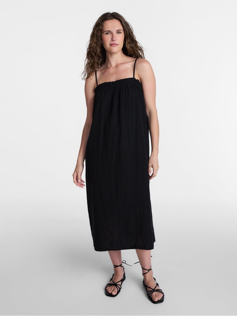 Time and Tru Women's Cotton Double Cloth Sleeveless Maxi Dress, Sizes  XS-XXXL - Walmart.com