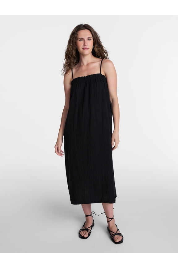 Women's Cotton Double Cloth Sleeveless Maxi Dress, Sizes XS-XXXL