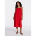 thumbnail image 1 of Time and Tru Women's Sleeveless Double Cloth Cotton Midi Dress, Sizes XS-XXXL, 1 of 5
