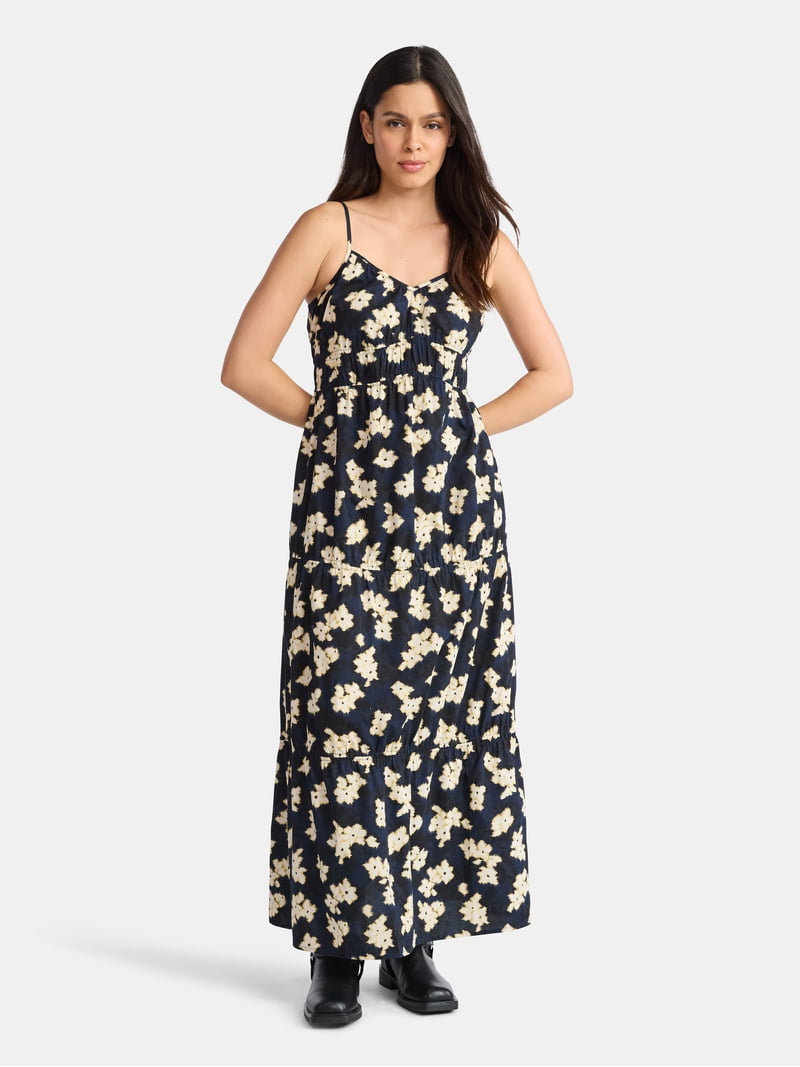 fitted lace wedding dress Lovestitch Stripe Ruffle Hem Maxi Dress in Vanilla at Nordstrom Rack, Size Large