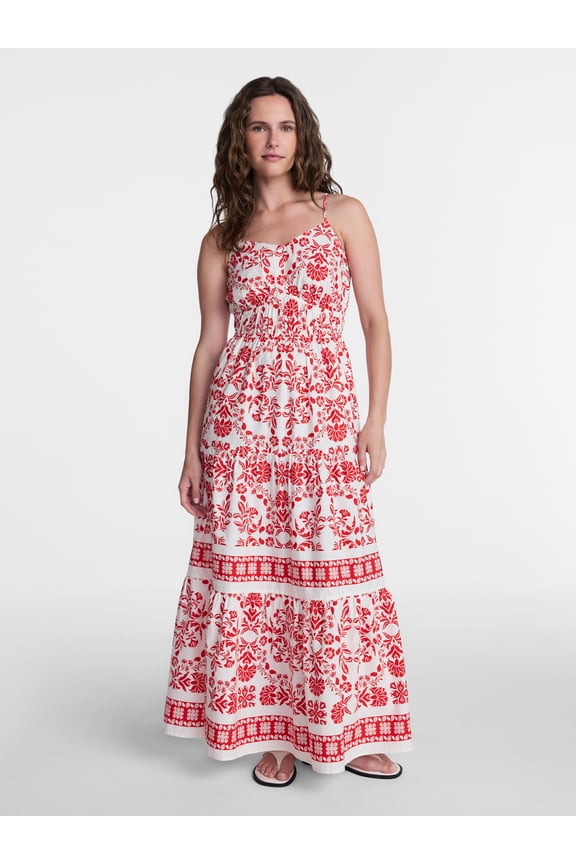 Women's Sleeveless Tiered Cotton Maxi Dress, Sizes XS-XXXL