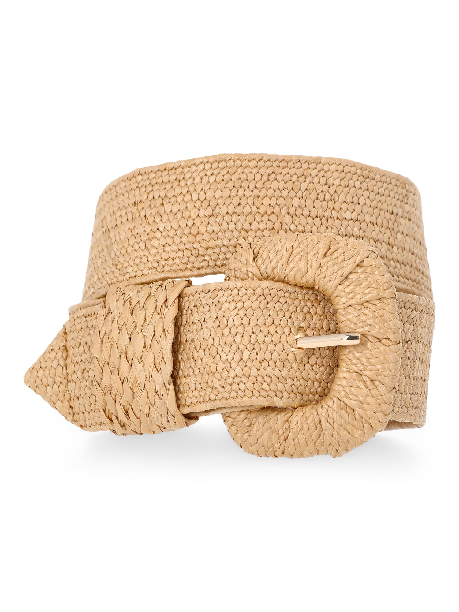 Time and Tru Women's Raffia Stretch Belt, S/M, Natural