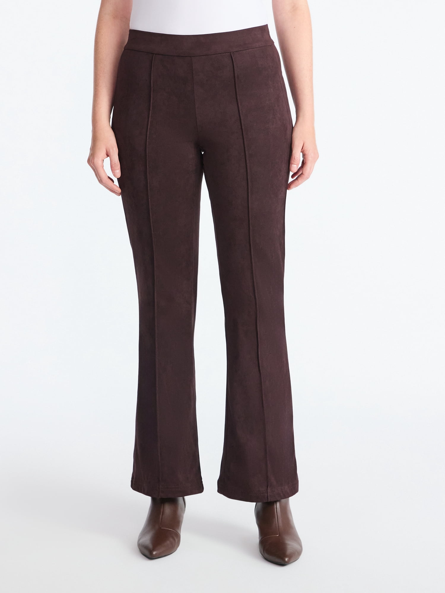 Time and Tru Women's Faux Suede Flare Pants, 30" Inseam, Sizes XXS-XXL