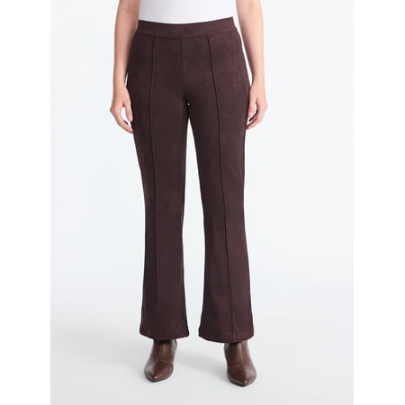 Time and Tru Women's Faux Suede Flare Pants, 30" Inseam, Sizes XXS-XXL