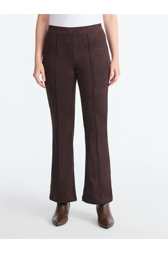 Women's Faux Suede Flare Pants, 30" Inseam, Sizes XXS-XXL