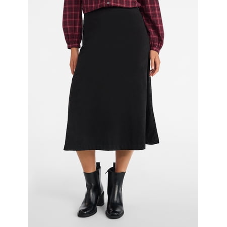 Time and Tru Women's Faux Suede Midi Skirt, 31" Length, Sizes 0-18