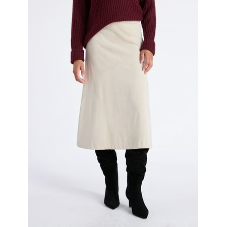 Time and Tru Women's Faux Suede Midi Skirt, 31" Length, Sizes 0-18