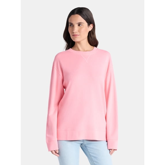 Time and Tru Women's and Women's Plus Crewneck Sweatshirt with Long Sleeves, Sizes XS-4X