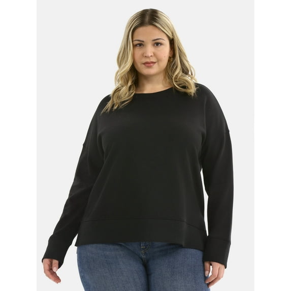 Time and Tru Women's Tunic Sweatshirt with High-Low Hem, Sizes XS -4X