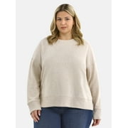 Time and Tru Women's Crewneck Sweatshirt with High-Low Hem, 2-Pack, Sizes XS-XXXL