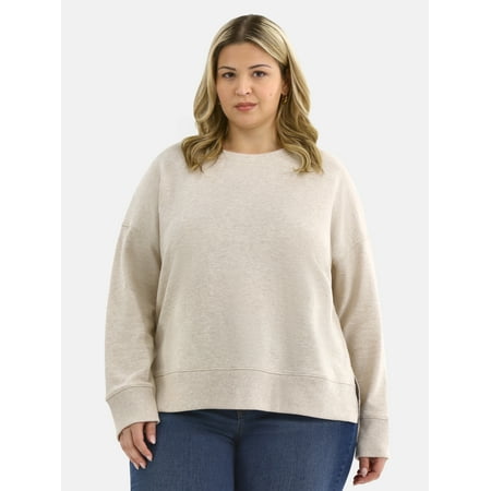 Time and Tru Women's Tunic Sweatshirt with High-Low Hem, Sizes XS -4X