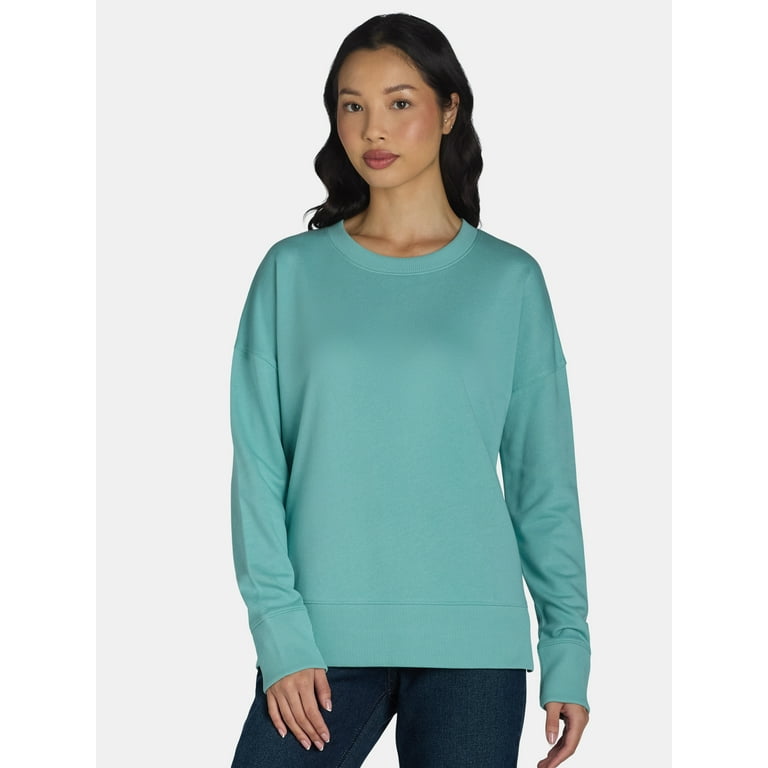 Time and Tru Women s Crewneck Sweatshirt with High Low Hem Sizes XS 4X