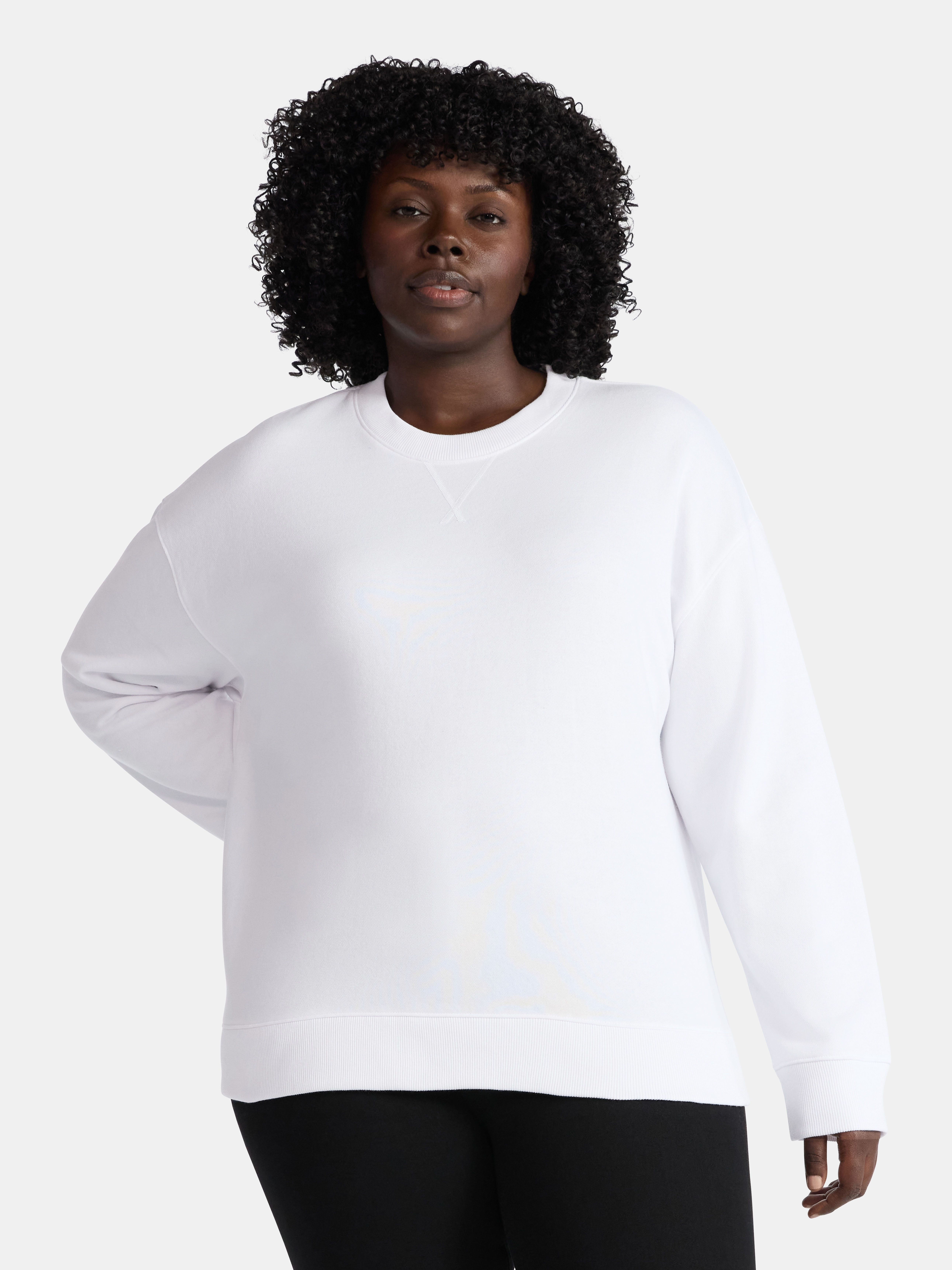 Time and Tru Women's and Women's Plus Crewneck Sweatshirt with Long Sleeves, Sizes XS-4X