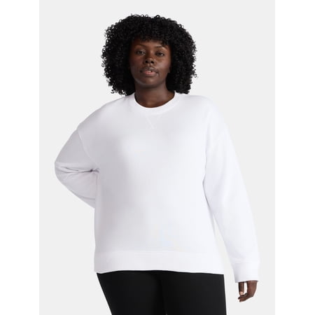 Time and Tru Women's and Women's Plus Crewneck Sweatshirt with Long Sleeves, Sizes XS-4X