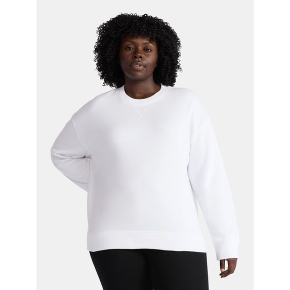 Time and Tru Women's and Women's Plus Crewneck Sweatshirt with Long Sleeves, Sizes XS-4X