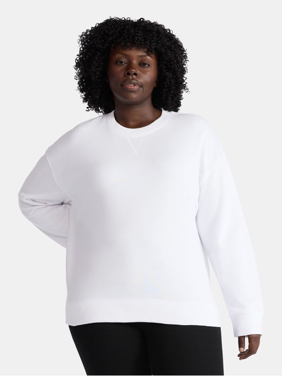 Women's and Women's Plus Crewneck Sweatshirt with Long Sleeves, Sizes XS-4X