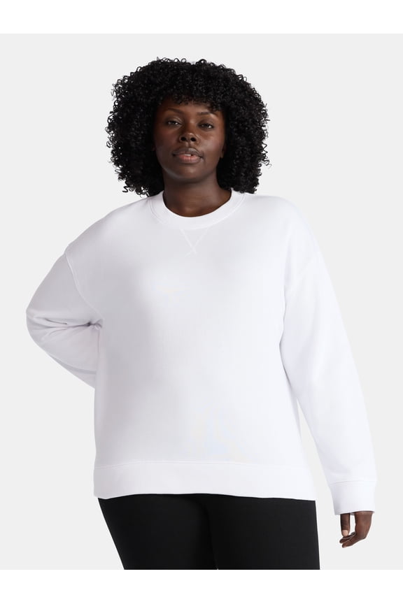 Women's and Women's Plus Crewneck Sweatshirt with Long Sleeves, Sizes XS-4X